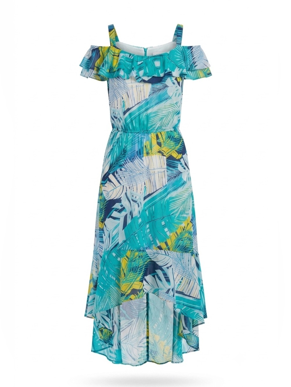 ⚡️2 for $38 Roz & Ali Tropical Off-the-Shoulder High-Low Maxi Dress